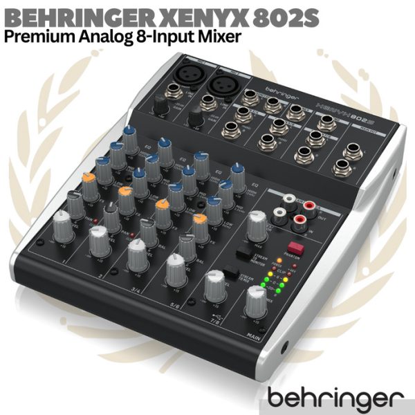 BEHRINGER XENYX 802S Premium Analog 8 Input Audio Mixer | 802USB