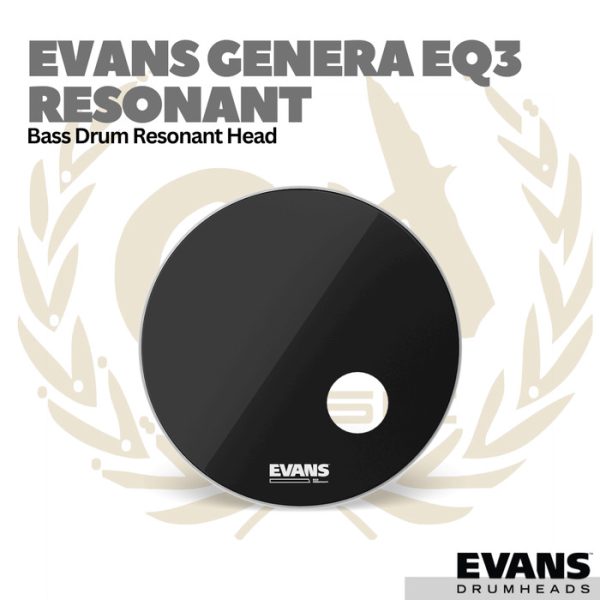 Evans EQ3 Smooth Black Resonant Bass Drumhead - Membran Head