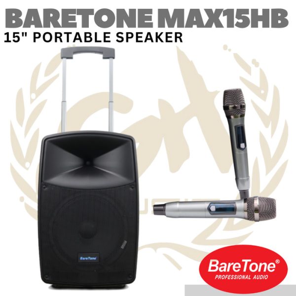 BARETONE MAX15HB 15" Portable Speaker | Spiker Aktif + Mic Wireless - Image 3