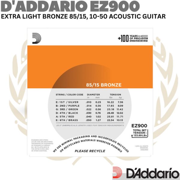 D'ADDARIO EZ900 Extra Light 10-50 Acoustic | Senar Gitar Akustik - Image 2