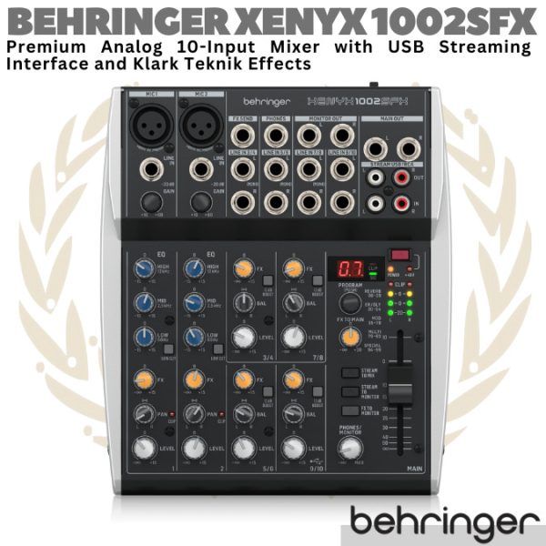 BEHRINGER XENYX 1002SFX Audio Mixer with USB Streaming Interface