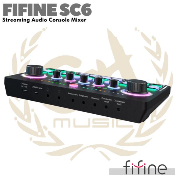 FIFINE SC6 Live Streaming Audio Console Mixer Soundcard - Image 2