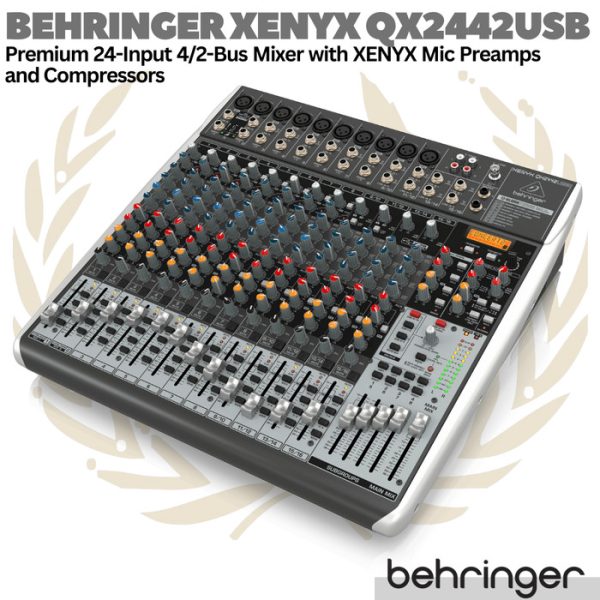 BEHRINGER XENYX QX2442USB Premium 24 Input 4/2 Bus Audio Mixer Preamps - Image 3