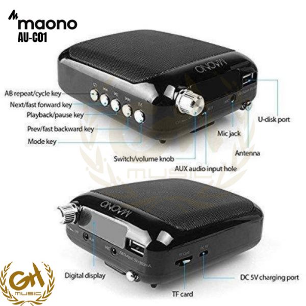 Maono AU-C01 Portable Rechargeable Voice Amplifier with FM Radio - Image 3