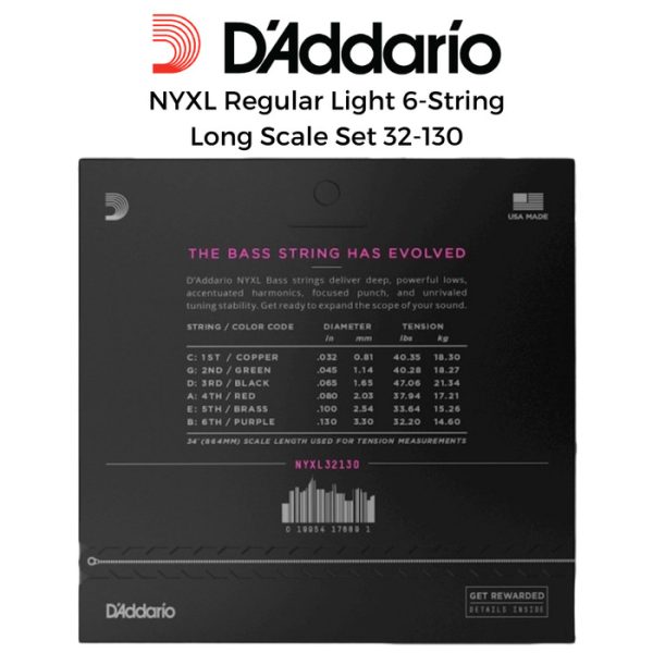 D'Addario NYXL Regular Light 6-String / Long Scale Set 32-130 - Image 2