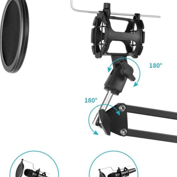 MICROPHONE ARM STAND PLUS POP FILTER DAN HANDPHONE HOLDER PODCAST ZOOM - Image 3