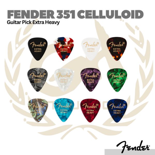 Fender 351 Celluloid Medley Guitar Pick 12-Pack Extra Heavy - Pick Gitar Bass