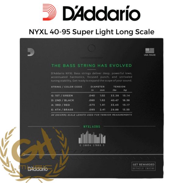 D'Addario NYXL 40-95 Senar Bass Guitar Strings Super Light Long Scale - Image 2