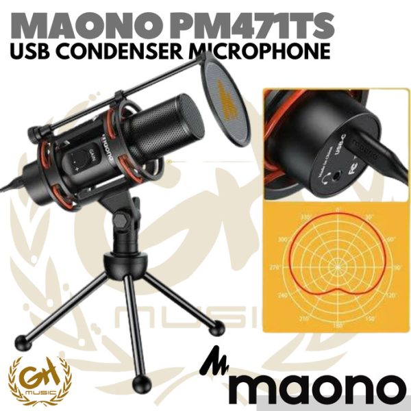 MAONO PM471TS USB CONDENSER MICROPHONE FOR GAMING STREAMING PODCAST