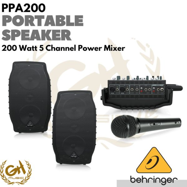 BEHRINGER PPA200 Portable Speaker 5 Chanel Power Mixer meeting karaoke - Image 2