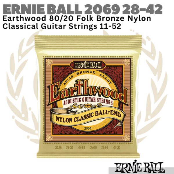 ERNIE BALL Earthwood 2069 Nylon Ball End Guitar Strings | Senar Nilon