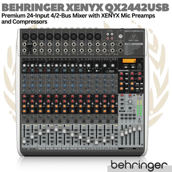 BEHRINGER XENYX QX2442USB Premium 24 Input 4/2 Bus Audio Mixer Preamps