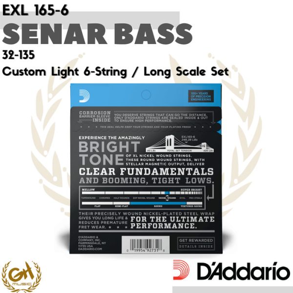 D'ADDARIO NICKEL WOUND XL, EXL 165-6, 32-135, 6 SENAR BASS CUSTOM - Image 2