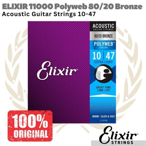 ELIXIR 11000 Polyweb 80/20 Bronze Acoustic Guitar 10-47 Senar Akustik