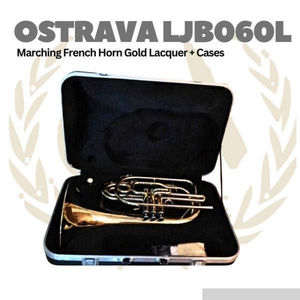 Ostrava LJB060L Marching French Horn Gold Lacquer + Cases - LJB-060L - Image 2