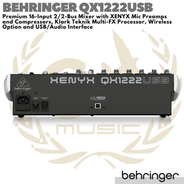 BEHRINGER XENYX QX1222USB Premium 16 Input 2/2 Bus Mixer USB - Image 3