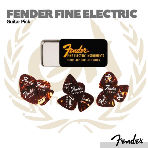 Fender Fine Electric Guitar Pick Tin Assorted Gauge 12-Pack - Pick Gitar Bass