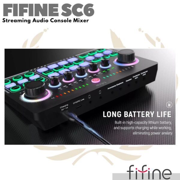 FIFINE SC6 Live Streaming Audio Console Mixer Soundcard - Image 3