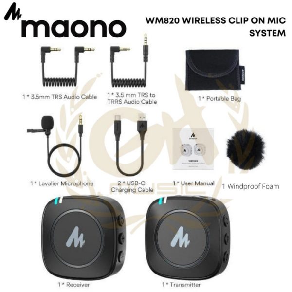 MAONO WM820 WIRELESS CLIP ON MIC SYSTEM