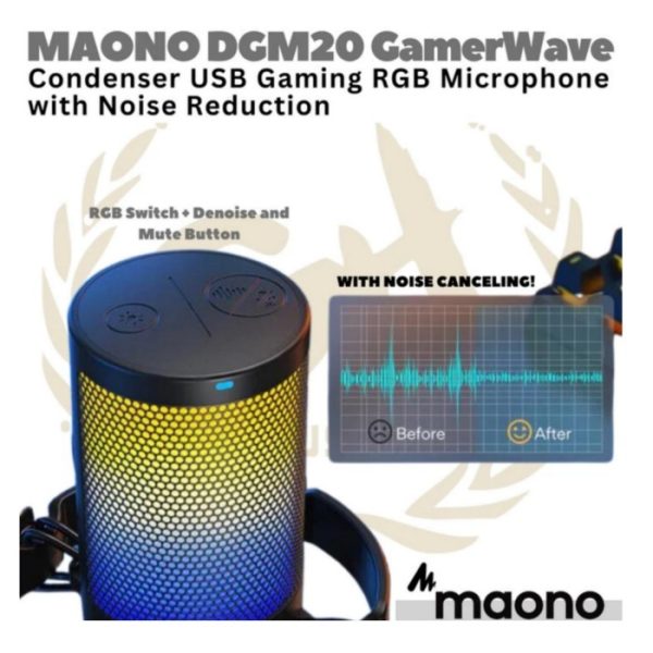 MAONO DGM20 Condenser USB Gaming RGB Microphone + Noise Canceling DM20 - Image 2