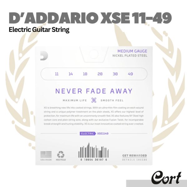 D'addario XSE1149 Electric Guitar String - Senar Gitar Elektrik 11-49 - Image 2