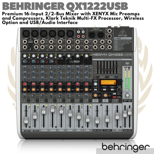 BEHRINGER XENYX QX1222USB Premium 16 Input 2/2 Bus Mixer USB