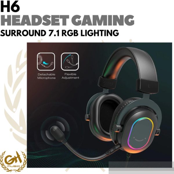 FIFINE H6 USB HEADSET  7.1 SURROUND SOUND RGB LIGHT HEADPHONE GAMING - Image 4