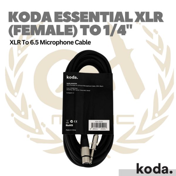 Koda Essential XLR (Female) to 1/4inch Microphone Cable XLR To Akai 6.5 - Image 2