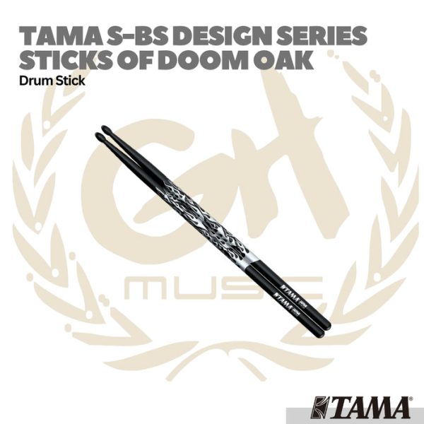 TAMA S-BS Design Series Sticks Of Doom Oak Sticks Black/Silver Pattern - Stik Drum