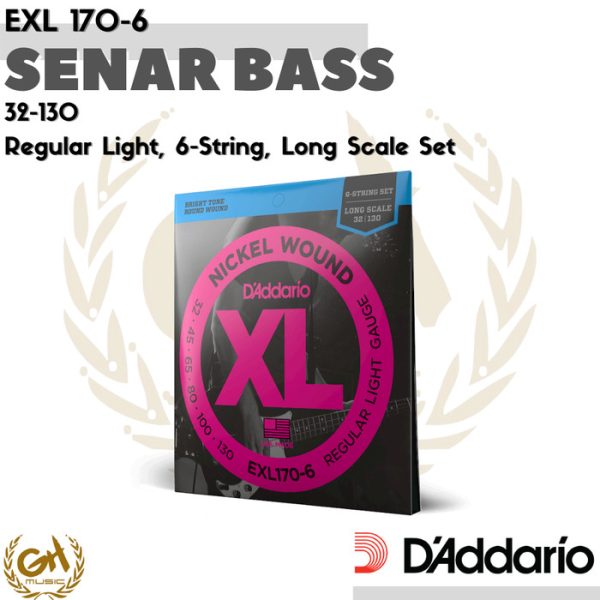 D'ADDARIO NICKEL WOUND XL, EXL 170-6, 32-130, 6 SENAR BASS REG LIGHT - Image 3