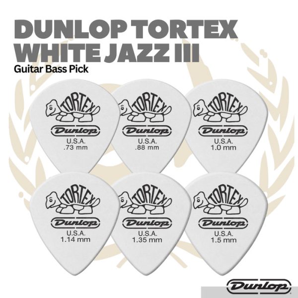 Dunlop Tortex White JAZZ III Pick Isi 12 - Pick Gitar Bass