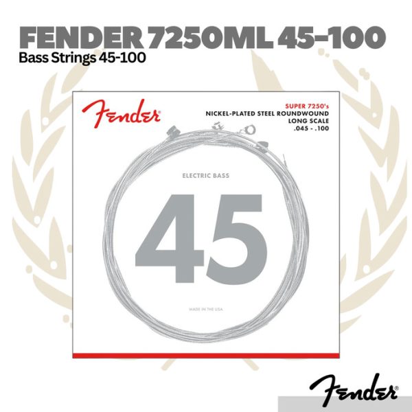 Fender 7250ML Nickel Plated Steel Roundwound 45-100 Long Scale Bass Guitar Strings