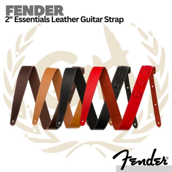 Fender 2inch Essentials Leather Guitar Strap - Strep Kulit Gitar Bass