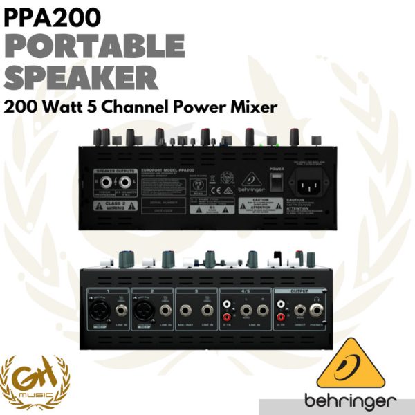 BEHRINGER PPA200 Portable Speaker 5 Chanel Power Mixer meeting karaoke - Image 5