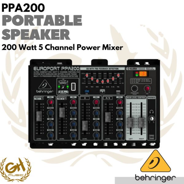 BEHRINGER PPA200 Portable Speaker 5 Chanel Power Mixer meeting karaoke - Image 3