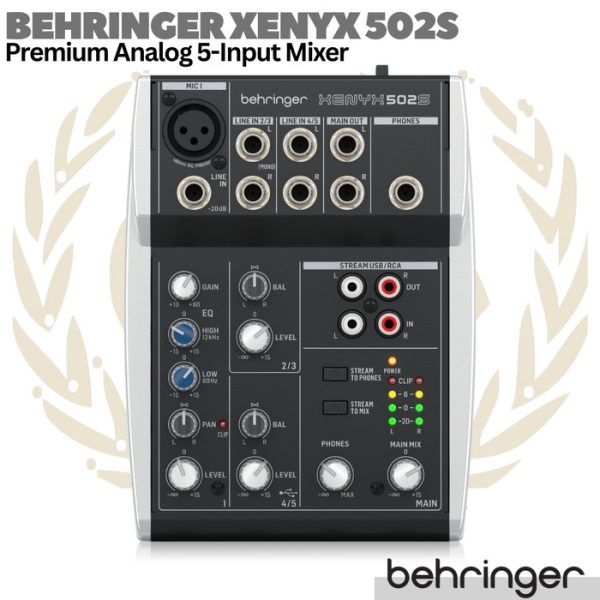 BEHRINGER XENYX 502S Premium Analog 5 Input Audio Mixer | 502USB - Image 3