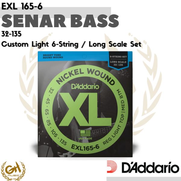 D'ADDARIO NICKEL WOUND XL, EXL 165-6, 32-135, 6 SENAR BASS CUSTOM