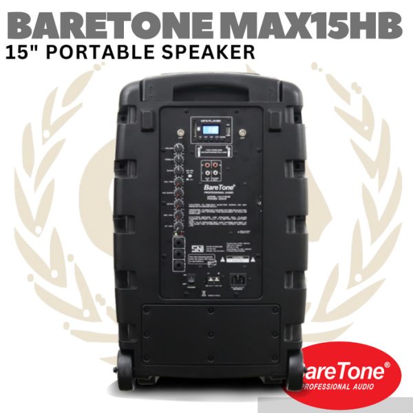 BARETONE MAX15HB 15" Portable Speaker | Spiker Aktif + Mic Wireless - Image 2