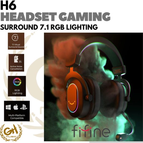 FIFINE H6 USB HEADSET  7.1 SURROUND SOUND RGB LIGHT HEADPHONE GAMING - Image 3