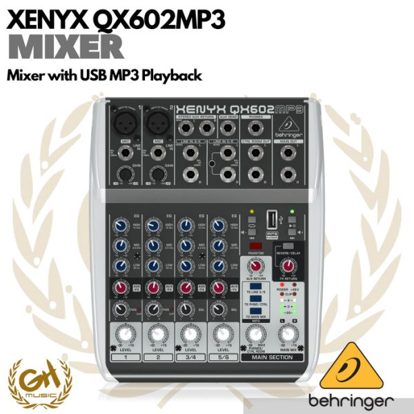 Behringer Xenyx QX602MP3 Mixer with USB MP3 Playback - Mixer Audio 6ch - Image 2