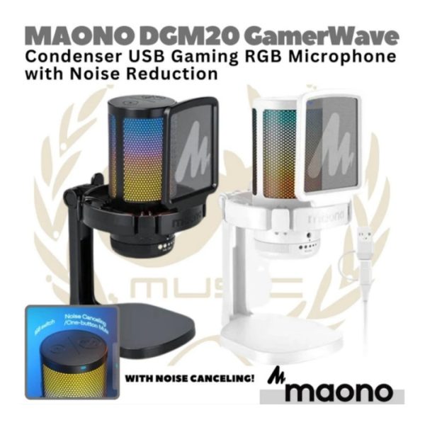 MAONO DGM20 Condenser USB Gaming RGB Microphone + Noise Canceling DM20