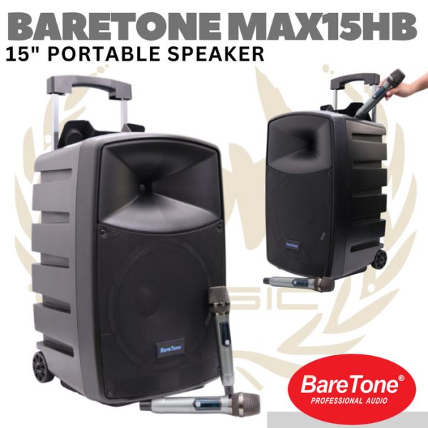 BARETONE MAX15HB 15" Portable Speaker | Spiker Aktif + Mic Wireless