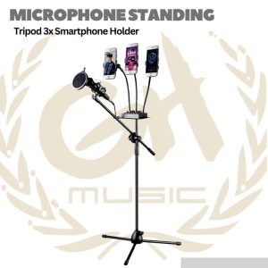 Microphone Standing Holder Tripod 3xSmartphone Holder - NB-04P