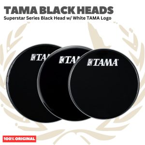 TAMA BLACK HEADS Superstars Series Black Head w/ White TAMA Logo - Membran Head Drum BK-BMWS Original Asli - BK24BWMS - 24inch