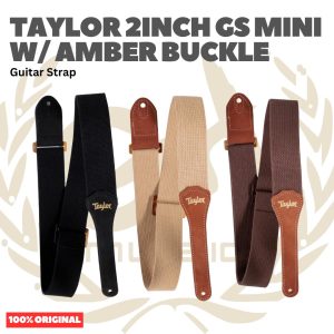Taylor 2Inch GS Mini Guitar Strap w/Amber Buckle - Strap Gitar - BLACK COTTON