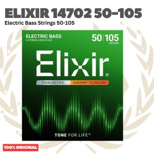 Elixir 14702 Nanoweb Medium B Long Scale Stainless Steel 4-String Electric Bass Strings 50-105 - Senar Bass Elektrik