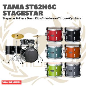 TAMA ST62H6C STAGESTAR 6-PIECE DRUM KIT W/ HARDWARE+THRONE+CYMBAL - Akustik Drum Set Lengkap - BNS