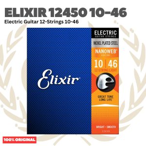 Elixir 12450 Nanoweb Electric Guitar Strings, 12-String Light, 10-46 - Senar Gitar Listrik Elektrik Original Asli