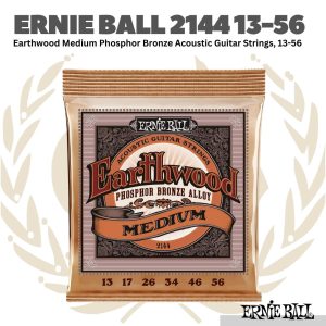 Ernie Ball 2144 Earthwood Medium Phosphor Bronze Acoustic Guitar Strings, 13-56