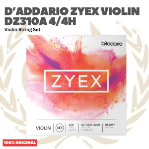 D'Addario DZ310A 4/4H Zyex Violin String Set with Aluminum D, 4/4 Scale, Heavy Tension - Senar Violin Set Original